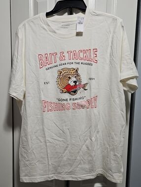 NWT 100% COTTON OLD NAVY MEN'S FISHING GRAPHIC T-SHIRT